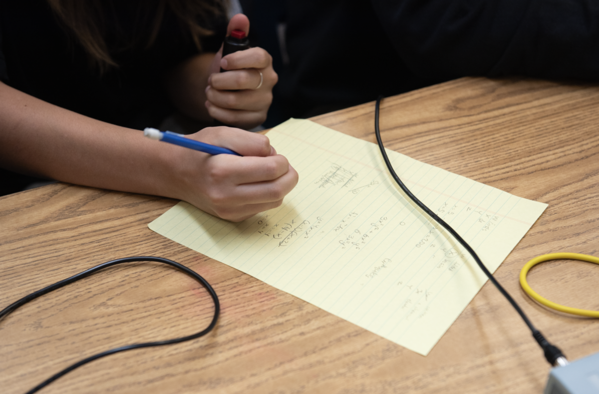 10.11.24
Senior Anna Kim figuring out the answer to a math problem during science bowl practice. 